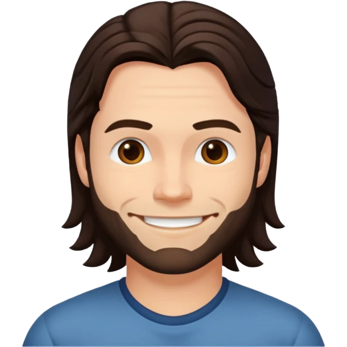 Chris Pontius with long dark brown hair emoji
