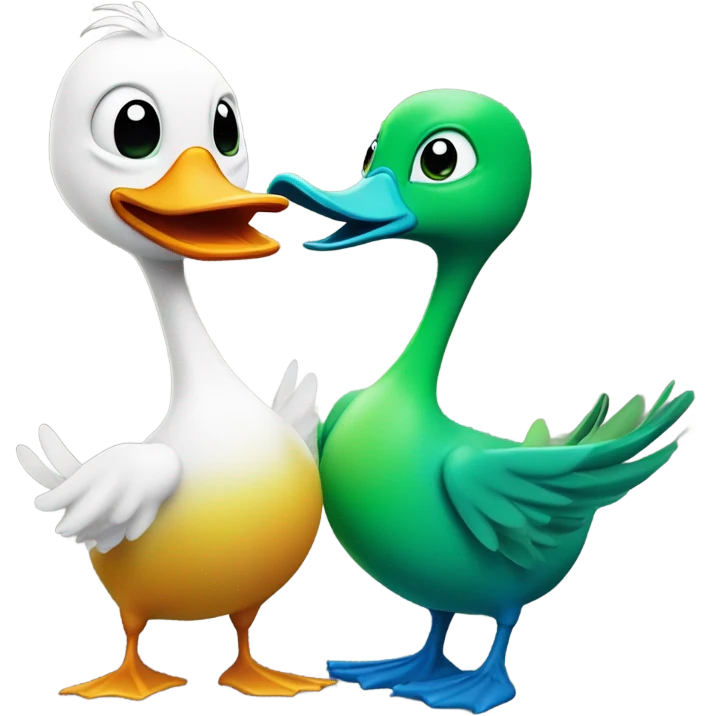 Duck fighting alien emoji