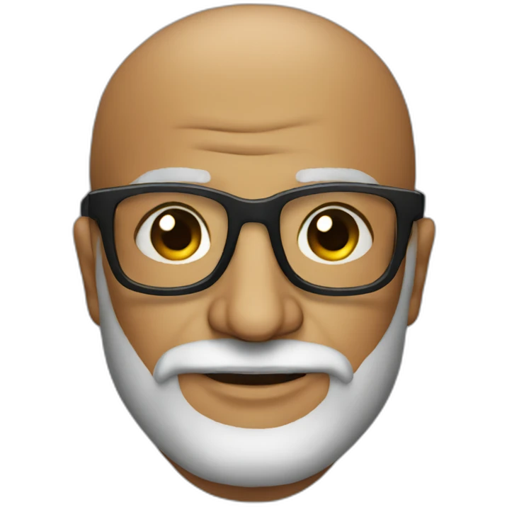Rajinikanth bald with beard wearing spectacles emoji