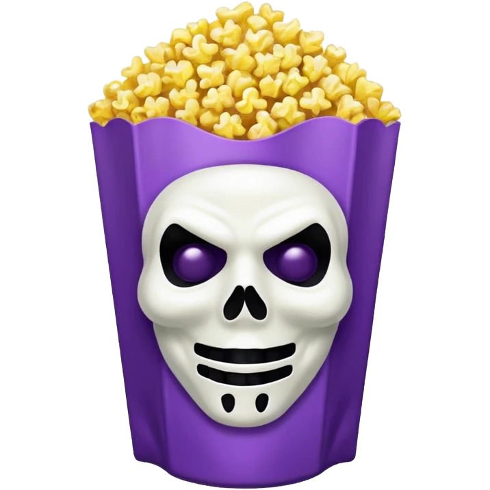 Glitter purple and yellow popcorn with ghostface mask in packaging emoji