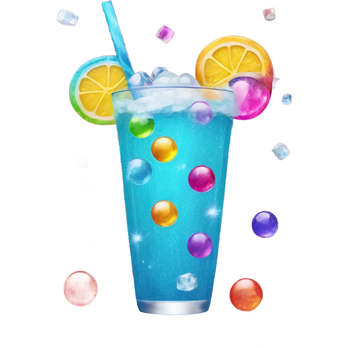 Colorful drink with small ice disco ball sparkle emoji