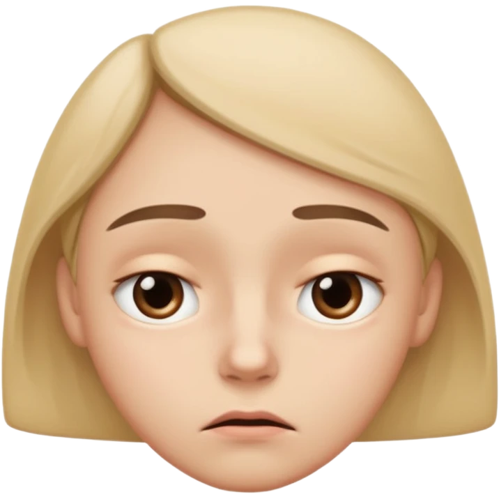  slightly widened eyes, subtle tension around eyes, small tight curved-down mouth, eyebrows raised inward, expression of quiet worry
 emoji