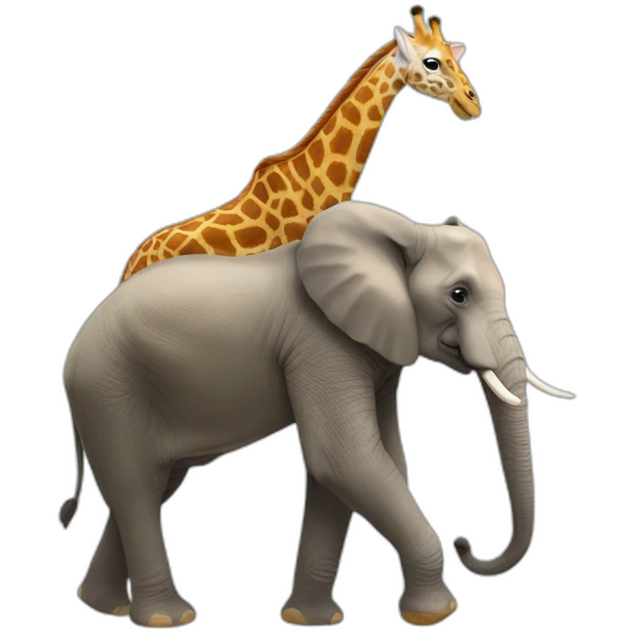 Éléphant sur une girafe emoji