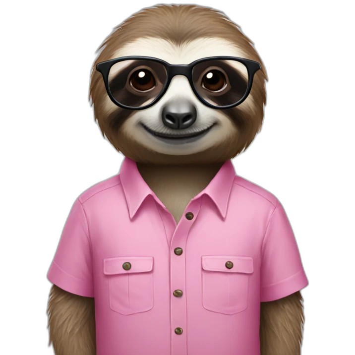 A sloth wearing glasses and pink shirt emoji