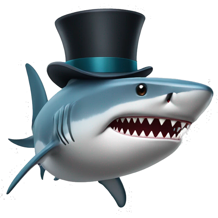 Shark with a top hat emoji