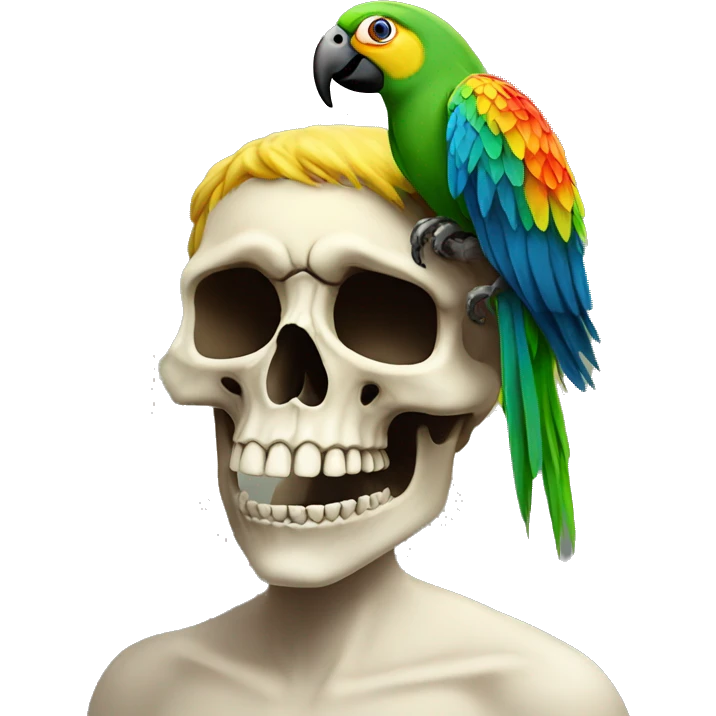 skull with parrot on head emoji
