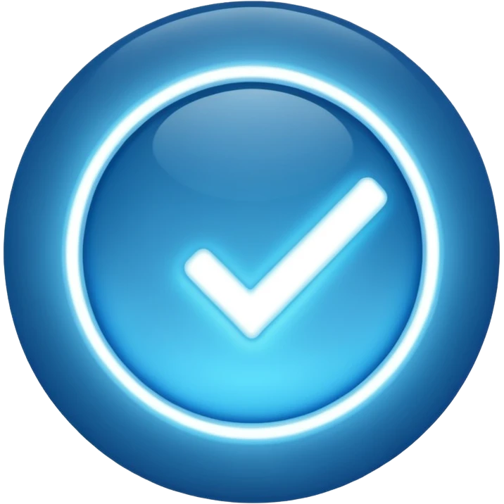 Blue light circle and the white tick inside the blue light circle emoji