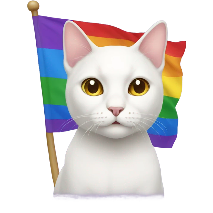white cat with lgbt flag emoji