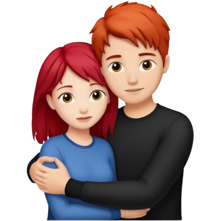 Red haired girl with black hair boy romance emoji