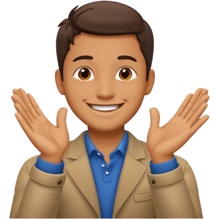 clap hand with men head in between emoji