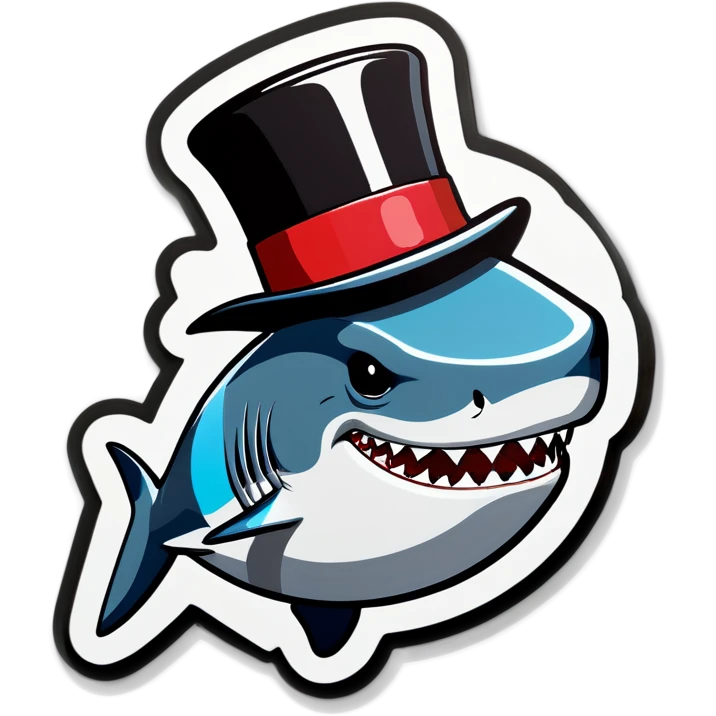Shark with a top hat emoji