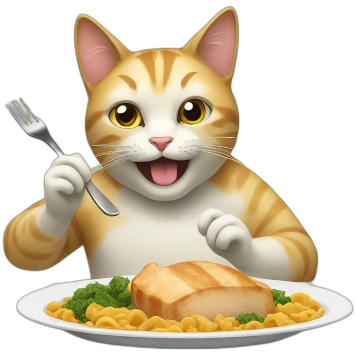 cat eating dinner emoji