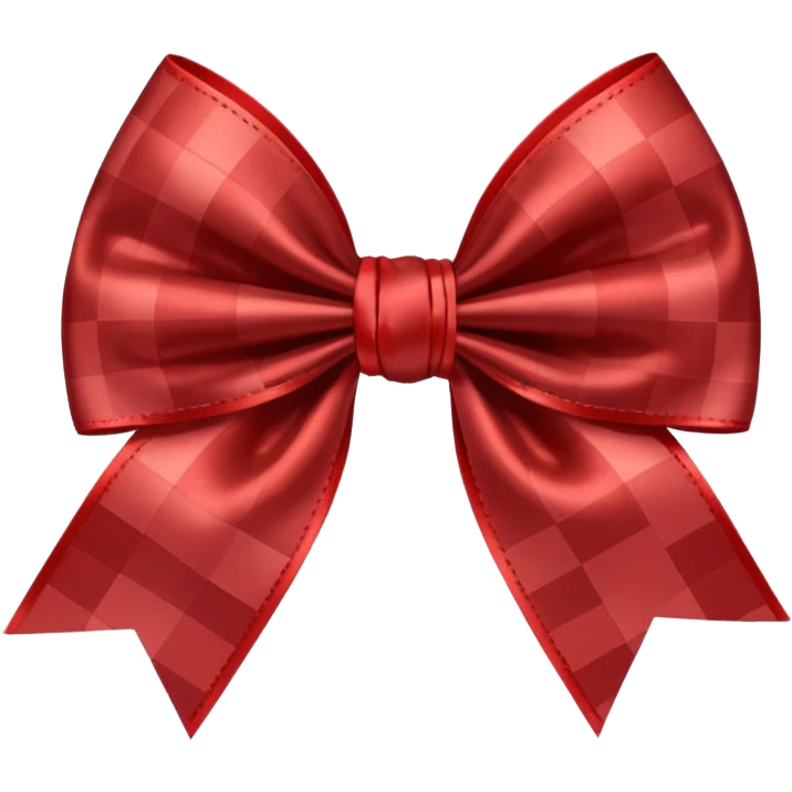 Red brown checked Bow  cute emoji