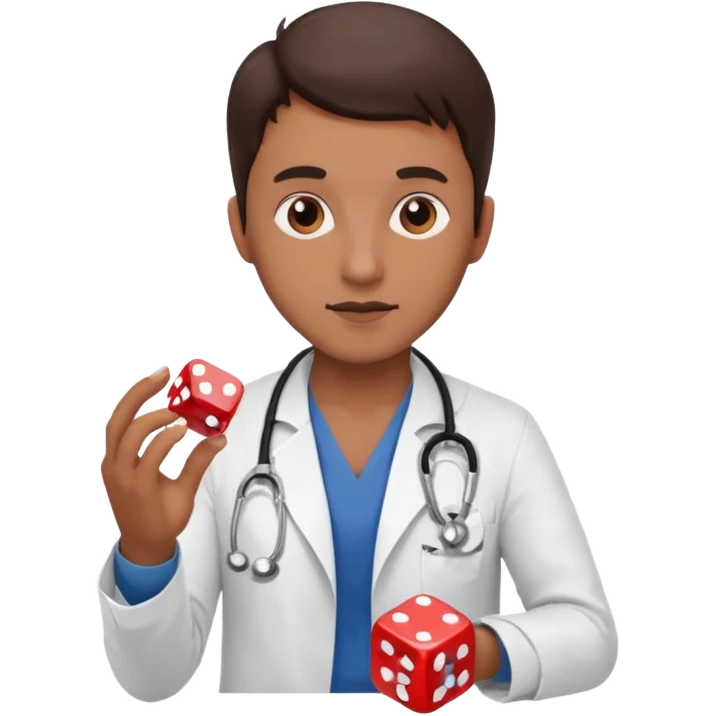 un doctor jugando a los dados emoji