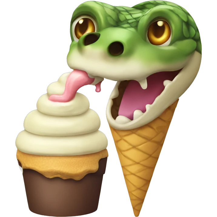 snake eating ice cream emoji
