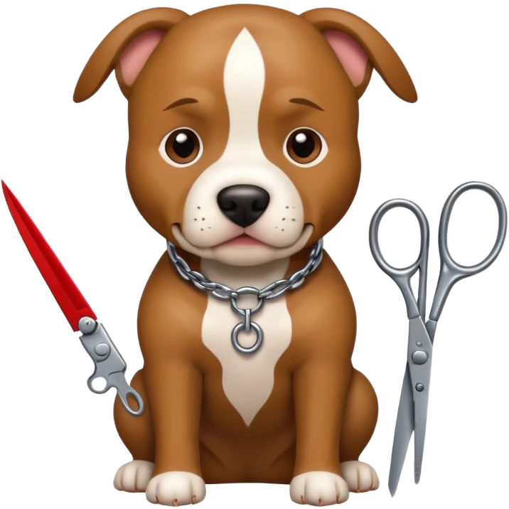 Pitbull dog with scissors  emoji