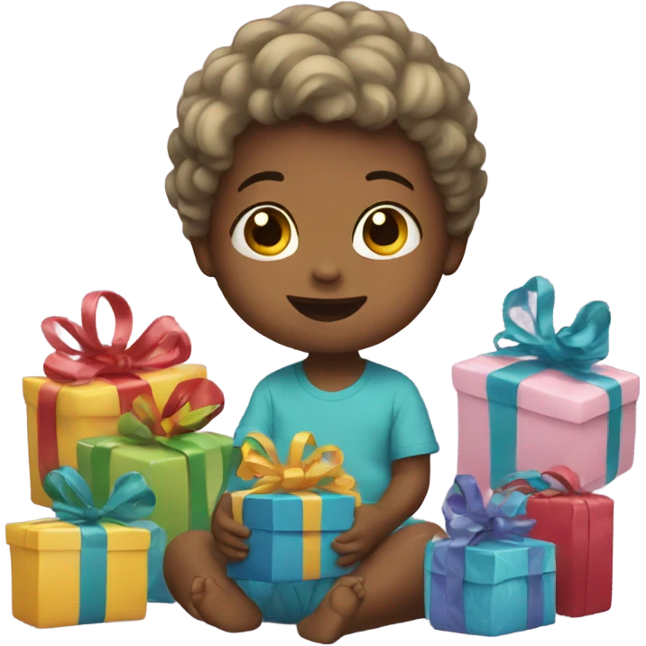 Toddler opening presents emoji