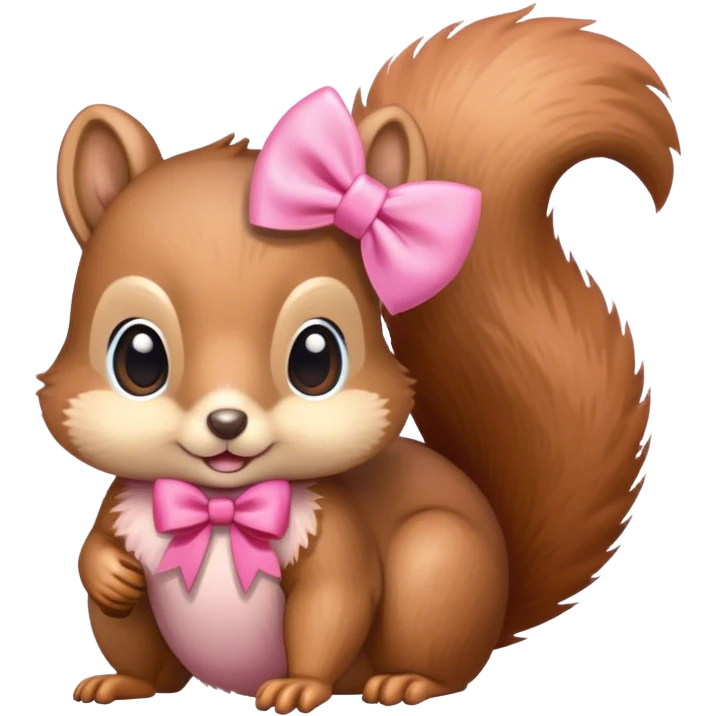 Squirrel with one link pink bow emoji