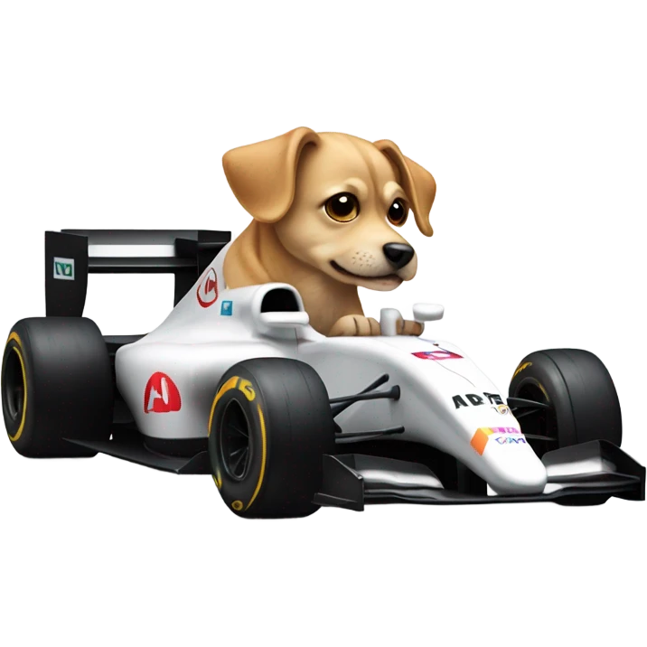 A dog on a f1 car emoji