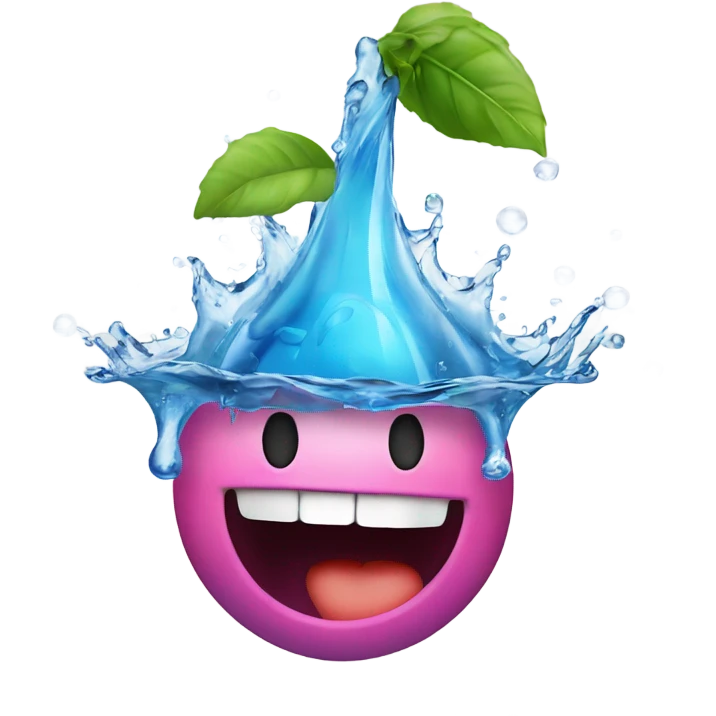 Person sticking tounge out with water splash fruit emoji