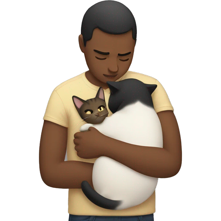 A sad hug with a cat emoji