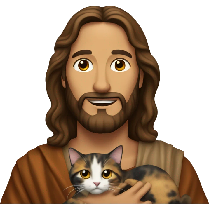 jesus holding a tortoiseshell cat emoji