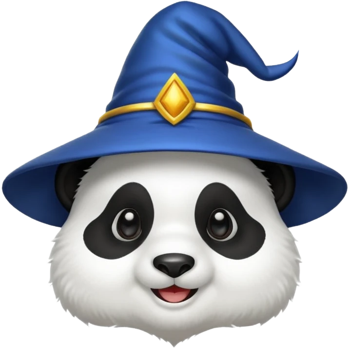 smiling panda emoji wearing a wizard hat emoji
