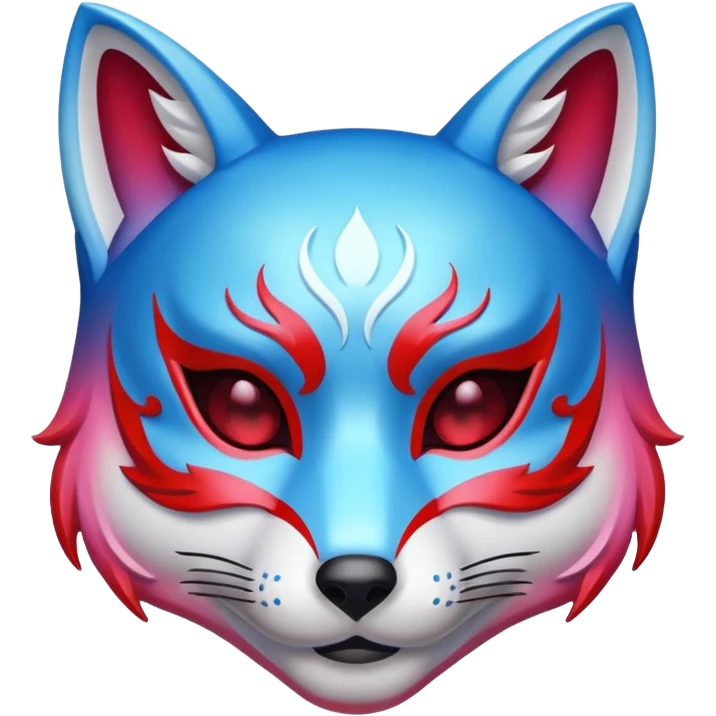 Mascara Kitsune Azul, Vermelho e Rosa degrade emoji