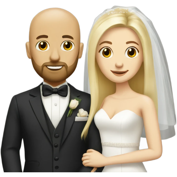 Blonde woman marrying bald man with beard emoji