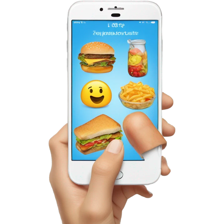 smartphone screen showing the number of calories. emoji