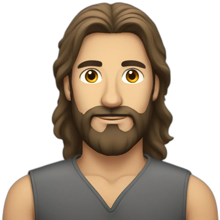 Dagestan man with beard and long side hair emoji