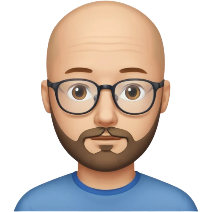 лысый очень молодой парень с круглыми очками тонкими с бородой и без усов emoji