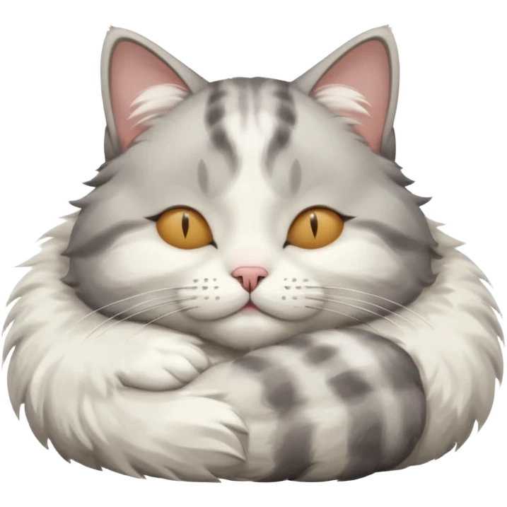 grey and white small cat with eyes closed lying down upside down with its head resting on its paw emoji