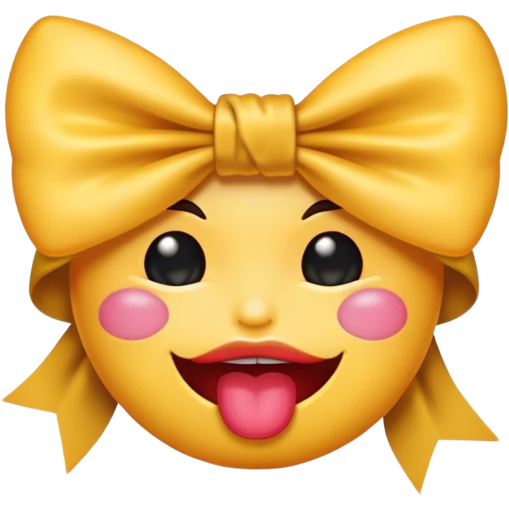 biting lips emoji with a small bow on it  emoji