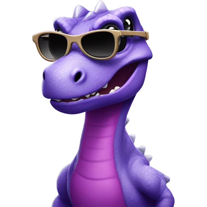 Purple dinosaur wearing sunglasses emoji