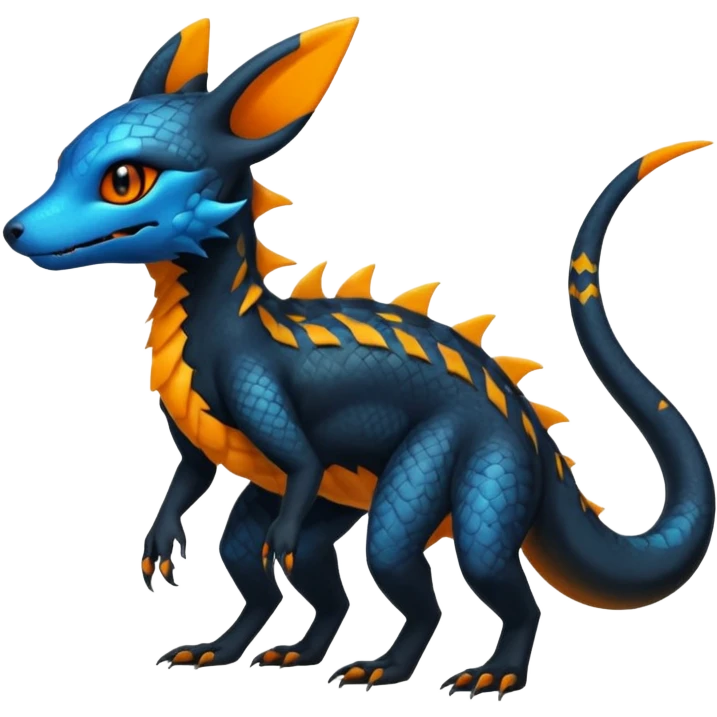 Anthropomorphic Scaley Exotic Salandit-Aurorus-Umbreon-Fakémon-hybrid-creature (full body)  emoji