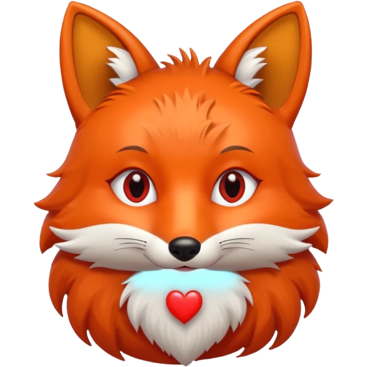 Zorrita con pestañas y un corazón rojo grande emoji