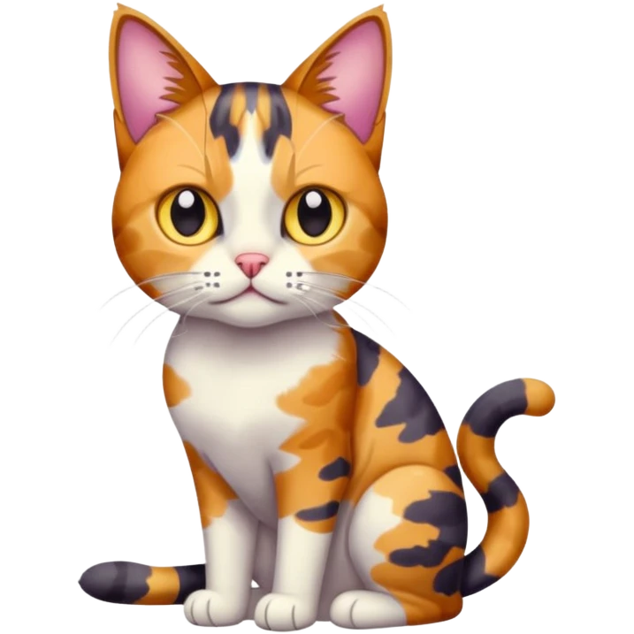 full body anxious looking colourful patchy calico tabby cat emoji