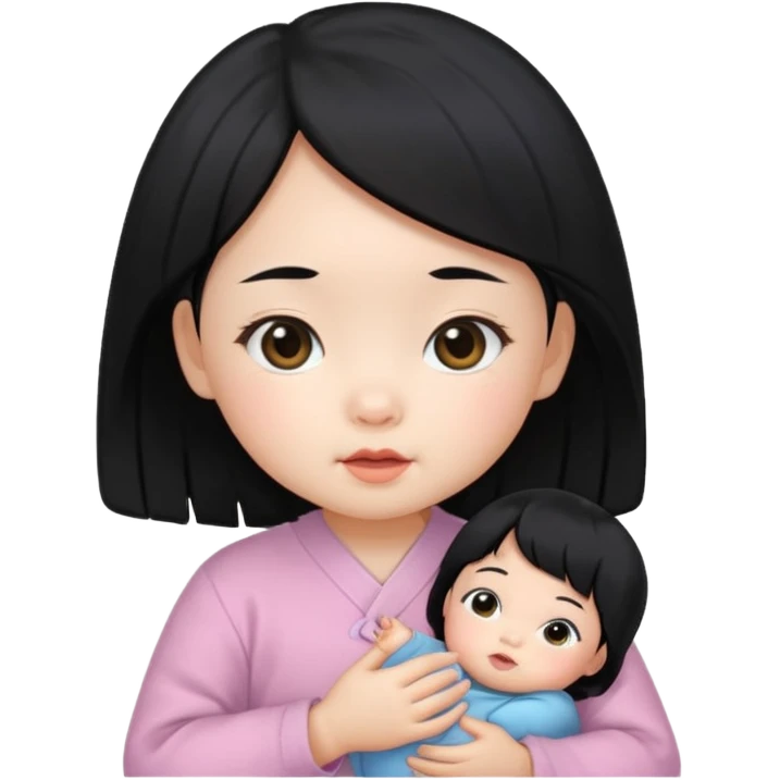 korean black hairbaby girl emoji
