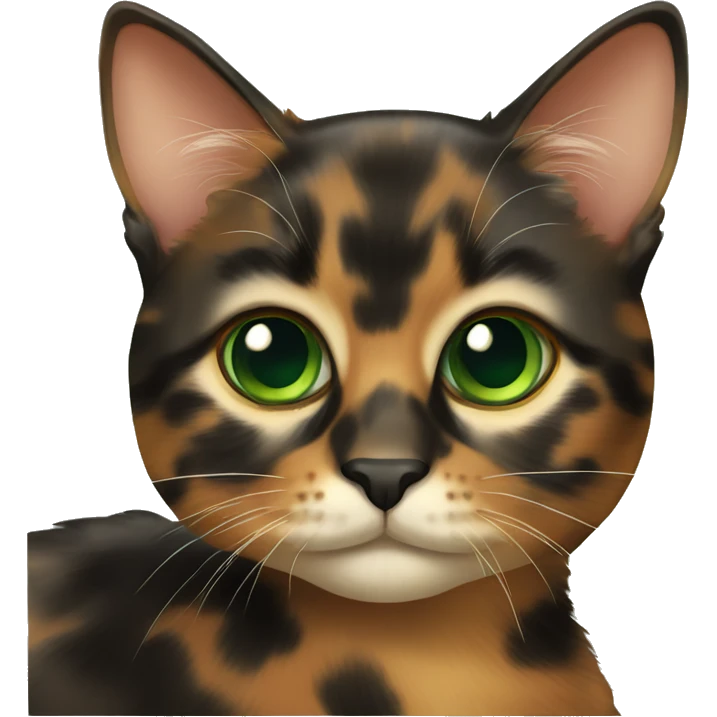 Cute tortoiseshell cat with green eyes emoji