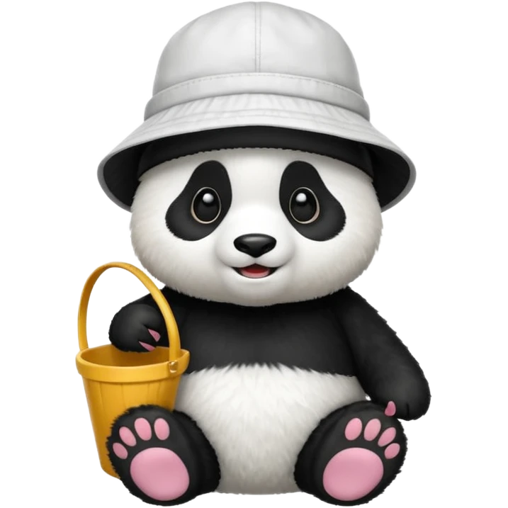panda wearing bucket hat, full body emoji