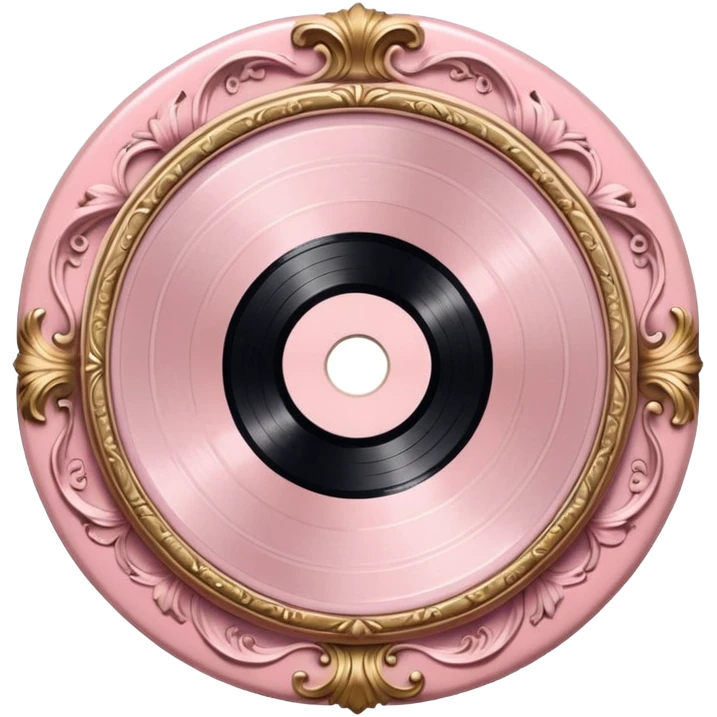 Vintage ornate rococo pale pink vinyl record emoji