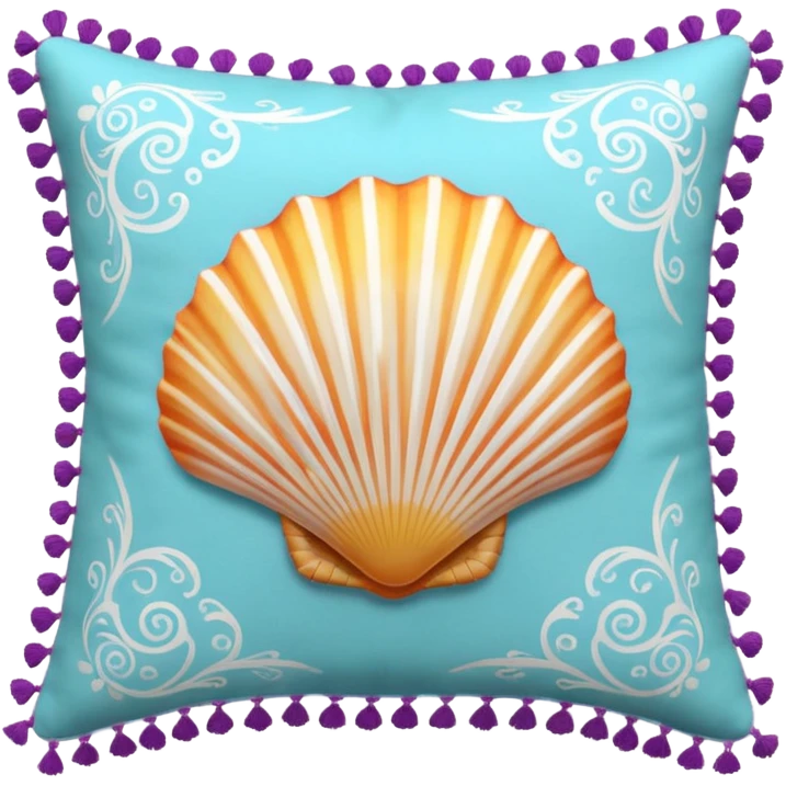 Seashell patterned pillow with tassels emoji