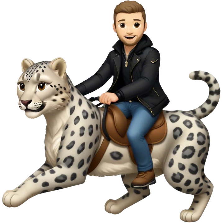 Justin Timberlake riding a snow leopard emoji