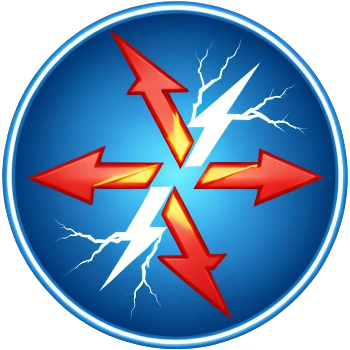Red and blue lightening in a circle shape with effects like real one  emoji