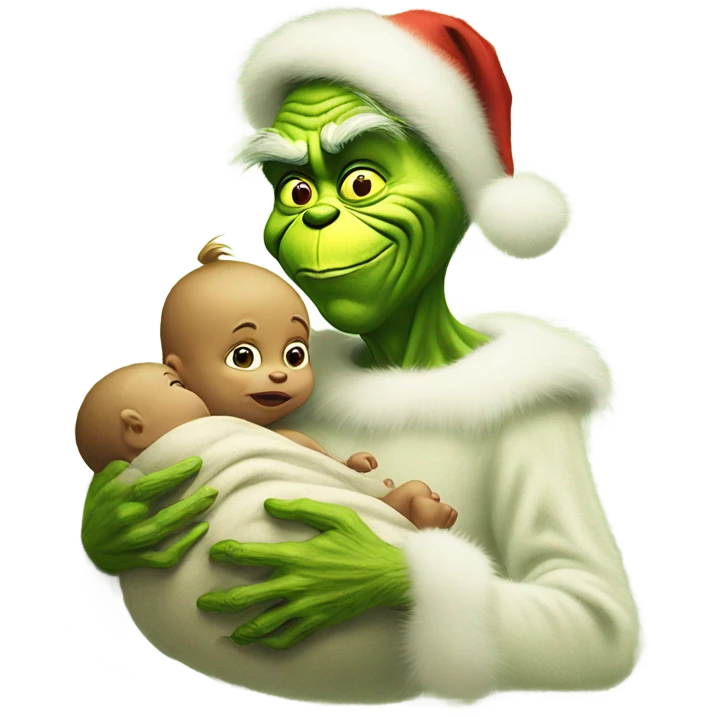 the grinch holding baby jesus emoji