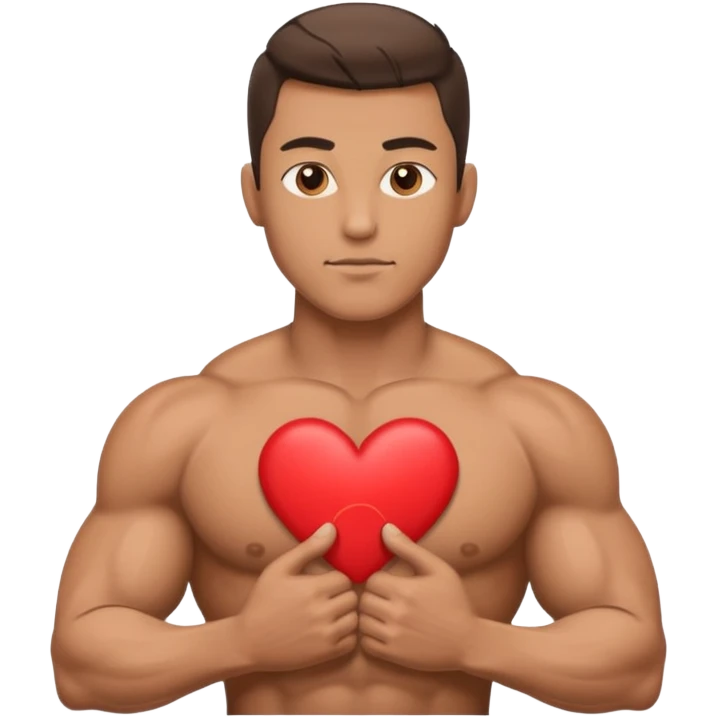 Muscled man with heart symbol  emoji