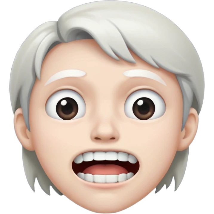 Super idol with a worried face but the front teeth are sticking out and the background is almost pitch black and super idol is a grayish white color emoji