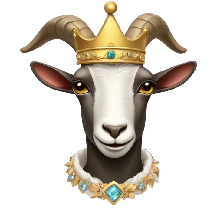 Stylish goat wearing clothes and a crown emoji