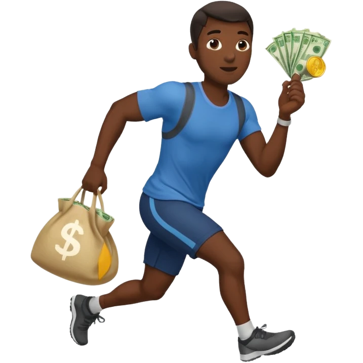 Black Man running with moneybag 💰 emoji